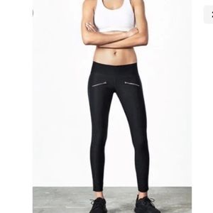 GOTTEX Size XS Leggings Classic Black Side Zipper Gym Yoga Pants